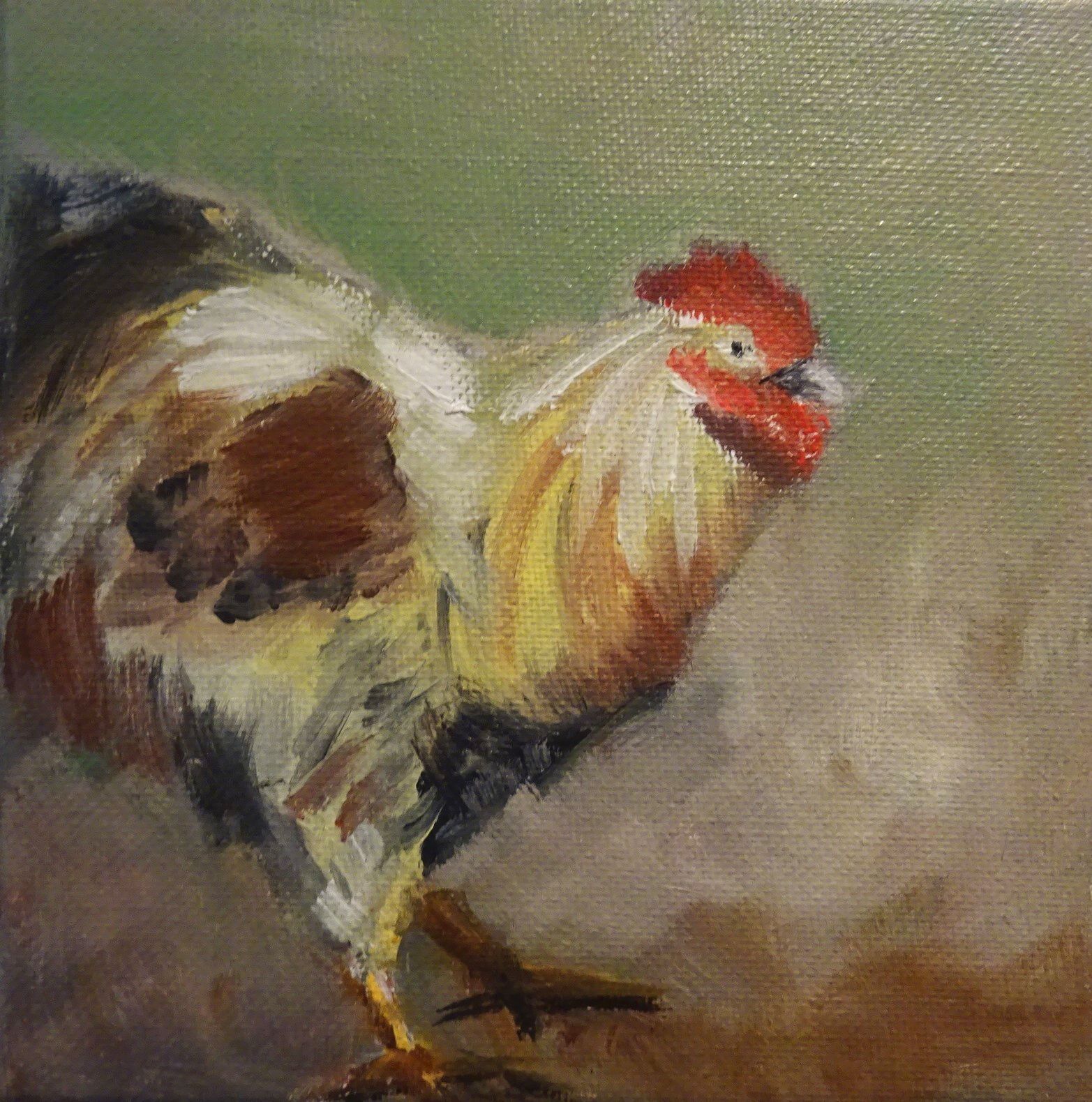 Bild von Franziska Morgner-Fanderl - Henne, Öl, 15 x 15